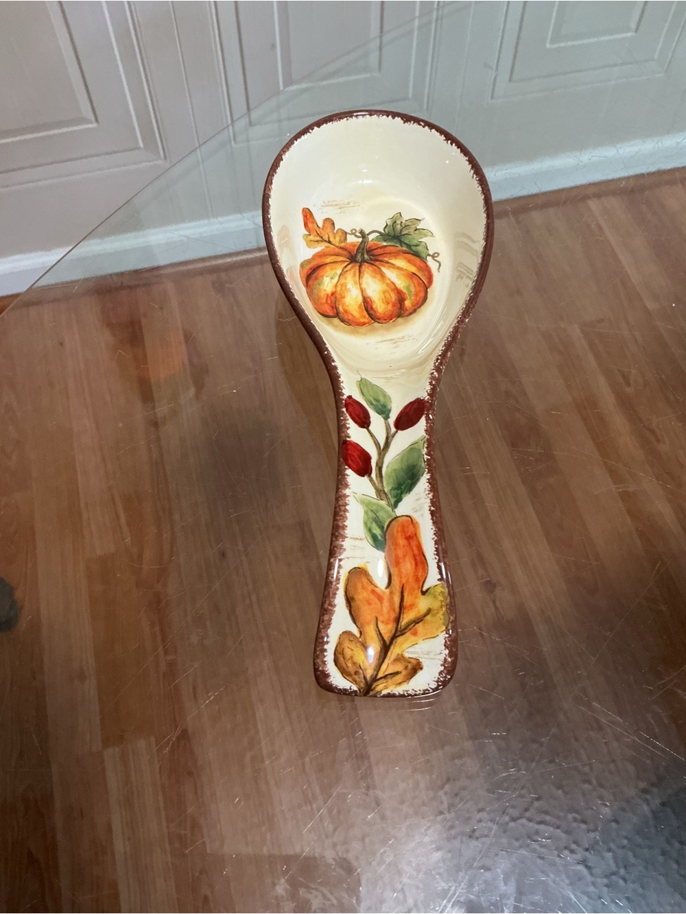 Brand New Beautiful Pumpkin Fest Hand-painted Spoon Rest 10"